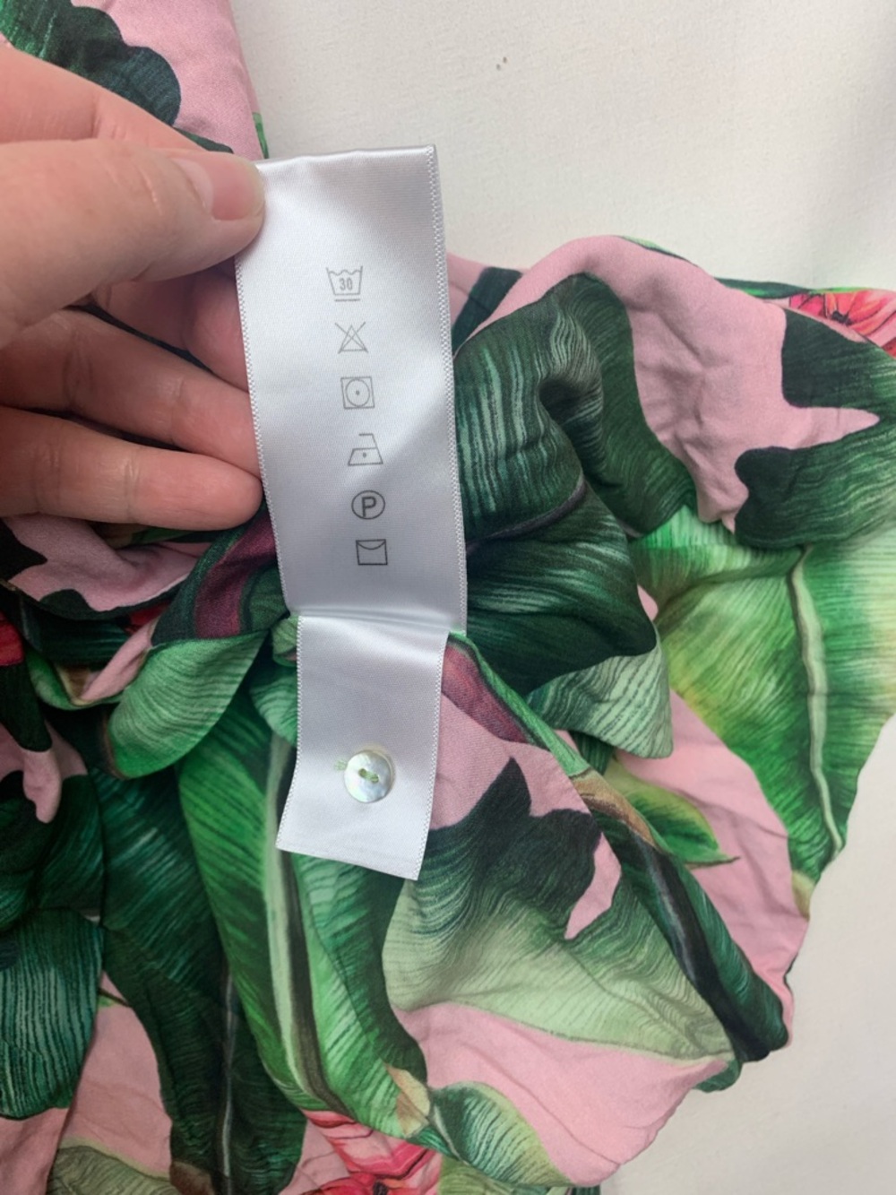 FARM Rio size small pink palms Green Tropical Leaf V-Neck Dress wrap mini tie - Picture 7 of 11